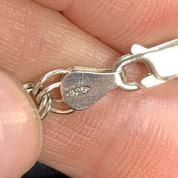 VTG Solid Sterling Silver 925 Traditional Double Link Charm Bracelet 4.5mm 7'' L - Picture 6 of 9